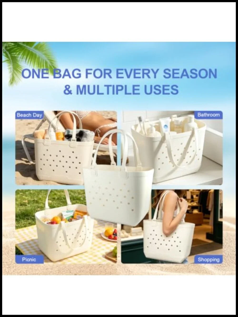 Waterproof Sandproof Rubber Beach Tote Bag Large Capacity EVA Handbag